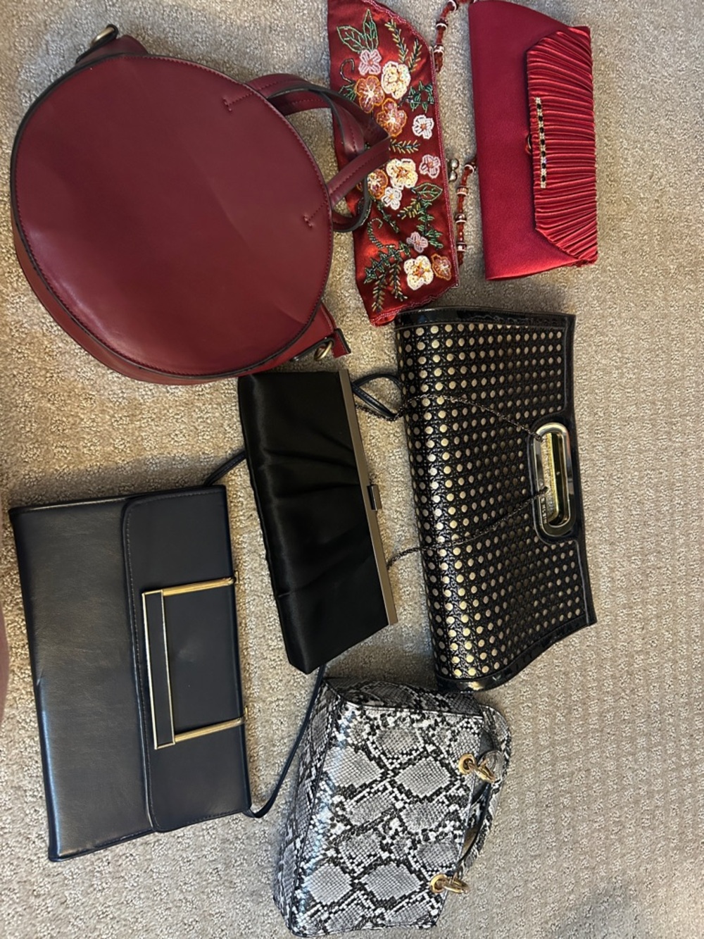Round Burgundy Women’s Shoulder Bag - Elegant Everyday Carry